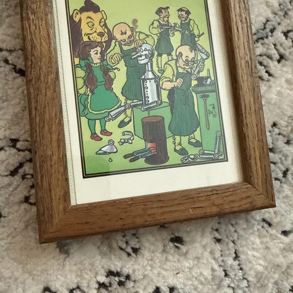 Vintage Real Wood Frame Postcard Wizard Of Oz 1986 5 X 7